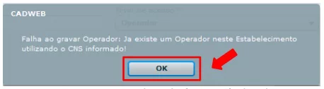 Imagem 27 – Mensagem solicitando informar o CPF do operador