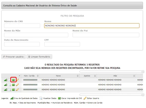 Imagem 6 - Retorno de pesquisa com opção para impressão